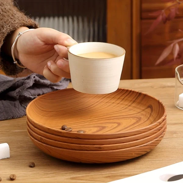 Wood Grain Color Dinner Plates Set