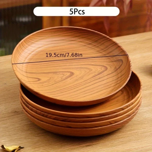 Wood Grain Color Dinner Plates Set
