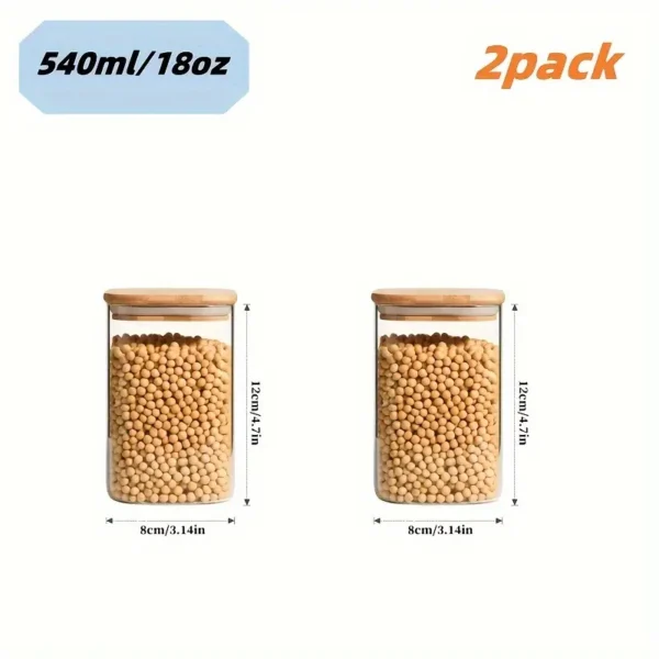 2Pcs Square Sealed Jars
